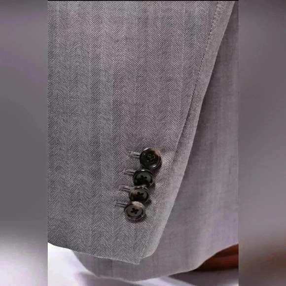RAFFAELE CARUSO Grey Herringbone Fine 100% Wool Soft Blazer Jacket 56E 46R Italy - Picture 7 of 10